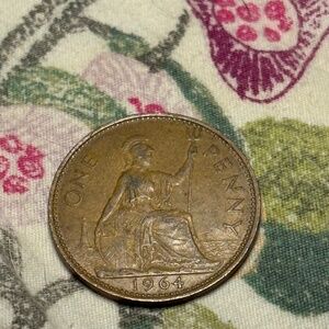 🪙 1964 United Kingdom One Penny — Queen Elizabeth II — Large Pre-Decimal — Coin